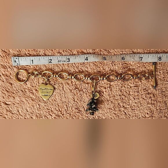 Juicy Couture Limited Edition Christmas Tree Gem Ornaments Gold Heart Bracelet - Picture 12 of 12